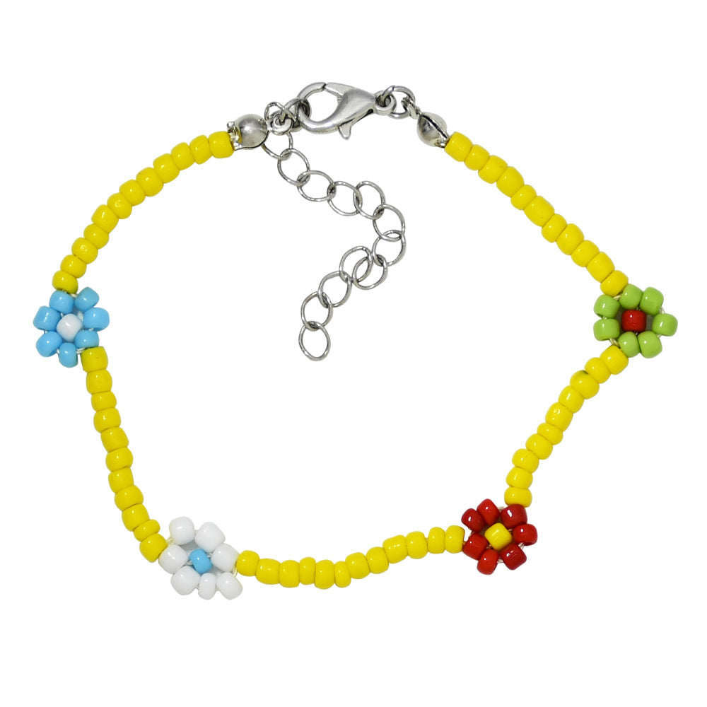 Wholesale Hand Woven Small Daisy Flower Rice Beads Bracelet